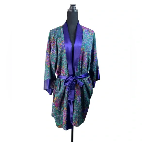 Vintage Victoria’s Secret Women’s Paisley Robe Gold Label Whimsical Fairy Floral - Picture 1 of 14